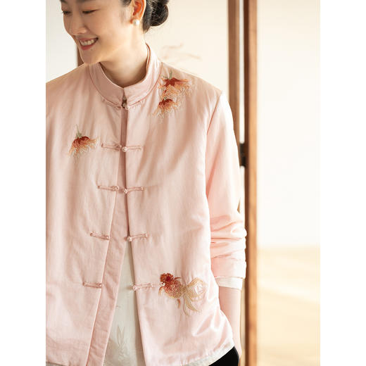 牧衣游原创 19姆米重磅丝棉手工刺绣棉衣复古新中式棉服薄款 逐春 商品图1