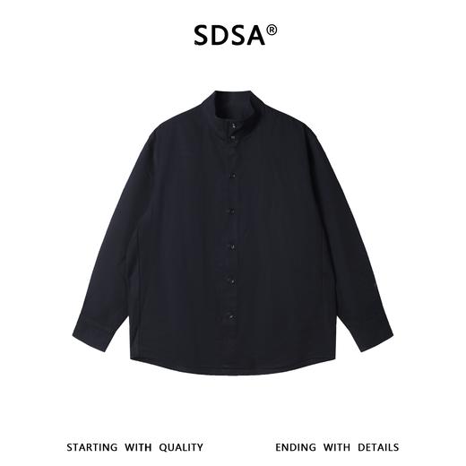 9219SDSA男士秋冬新款痞帅男装休闲时尚纽扣立领长袖衬衫百搭纯色衬衣 商品图0