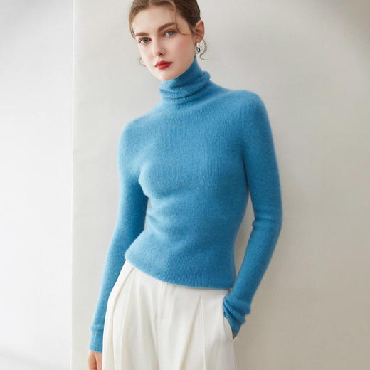 「高货qj」全新升级【铂金会员514/天猫689/差价175】(15936)洛诗琳无缝一体修身羊绒衫202冬季新款纯色堆堆领针织毛衣 商品图2