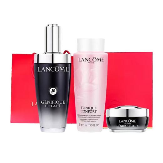 【保税仓美妆】「送兰蔻礼盒礼袋」Lancome兰蔻新版三件套 第三代小黑瓶精华100ml+兰蔻小黑瓶眼霜15ml+兰蔻新版粉水400ml 义务保税仓直发 商品图1