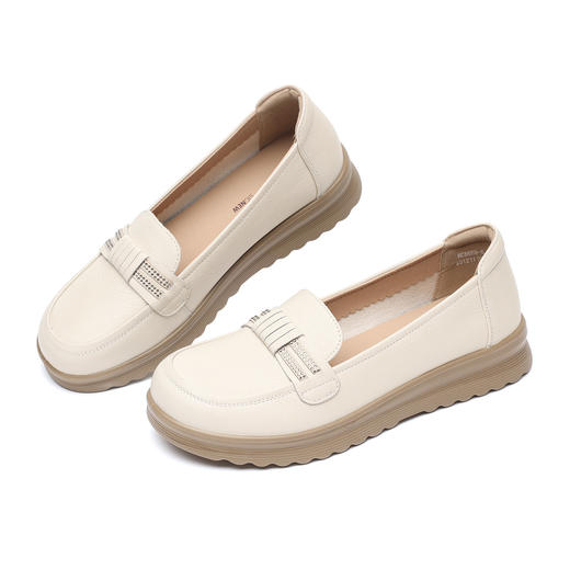 信诺真皮软底一脚蹬乐福鞋女平底舒适妈妈鞋单鞋6C8659-6 商品图3