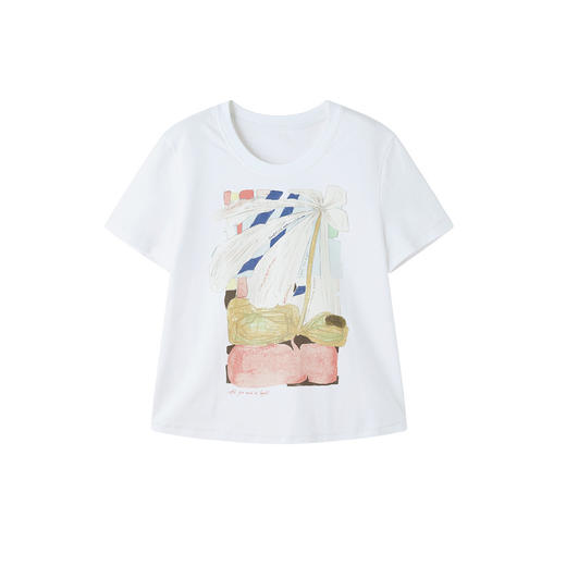 谜底印花T恤短袖2026年春季新品柔软舒适H型显瘦减龄女261MT0247 商品图4