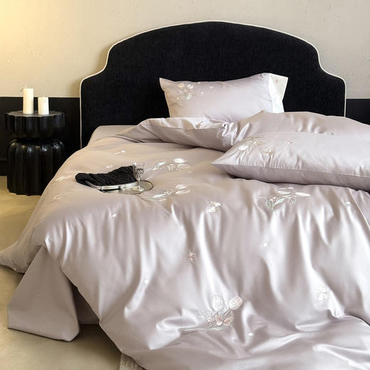 高级感刺绣~26春新款100S全棉长绒棉贡缎郁金香刺绣四件套 四季床品 精致优雅 乔迁新居 商品图4