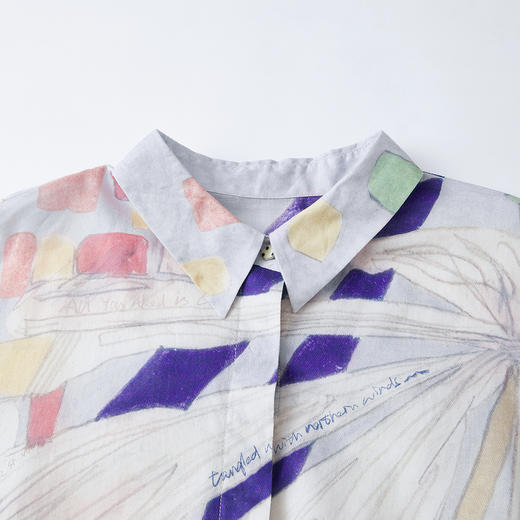 谜底大廓形衬衣长袖2026春季新品粉彩调定位印花衬衫女261MC0255 商品图3