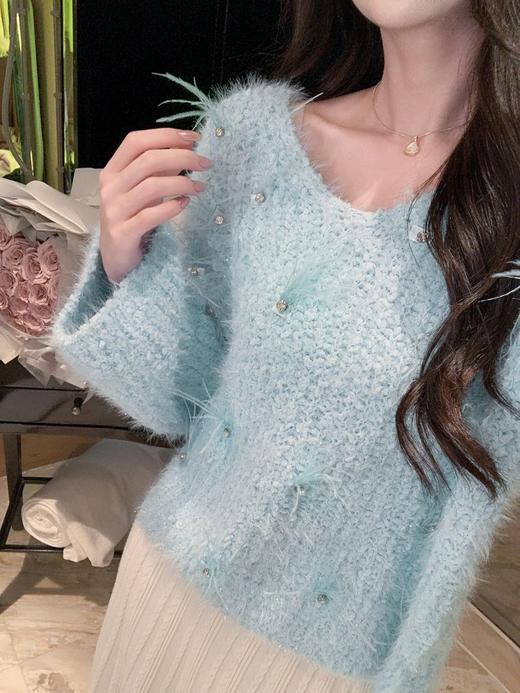 张心子【蓝色雪山】秋冬氛围感仙气马海毛毛衣 U2511117 商品图1