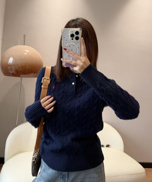 RL拉夫劳*polo绞花翻领套头毛衣101006 商品图9