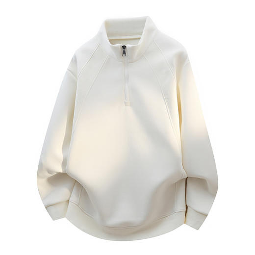 罗蒙春秋款男士卫衣立领半拉链休闲纯色百搭落肩版上衣通勤卫衣 商品图1