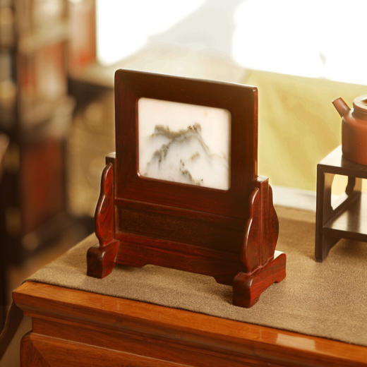 【青山特惠】小叶紫檀 | 云石插屏  摆件 b8 商品图1