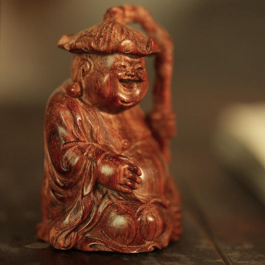【青山特惠】海黄 | 和气生财·弥勒 一木雕成摆件b40 商品图1