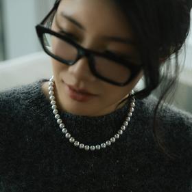 阮仕珍珠 蓝玫瑰系列S925银 Akoya珍珠项链 8-8.5mm  正圆 微瑕 极强光（真科研证书SK BLUE ROSE）