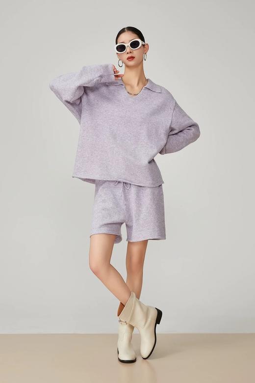 LNNNS 多巴胺紫色慵懒休闲针织短裤套装 21849 商品图0