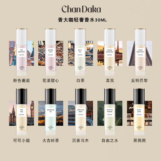 【香大咖Chan Daka--淡雅至臻轻奢香水】法国进口香精特定调配10大香调，气味高级不俗气，持久留香不撞香，氛围感气场拉满，温柔白富美&痞帅霸道总裁，通勤约会必备“体香”！ 商品图2