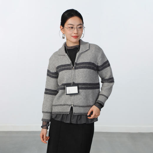 气质百搭极简复古polo条纹衫-纪念日百货门店同款169093290 商品图0