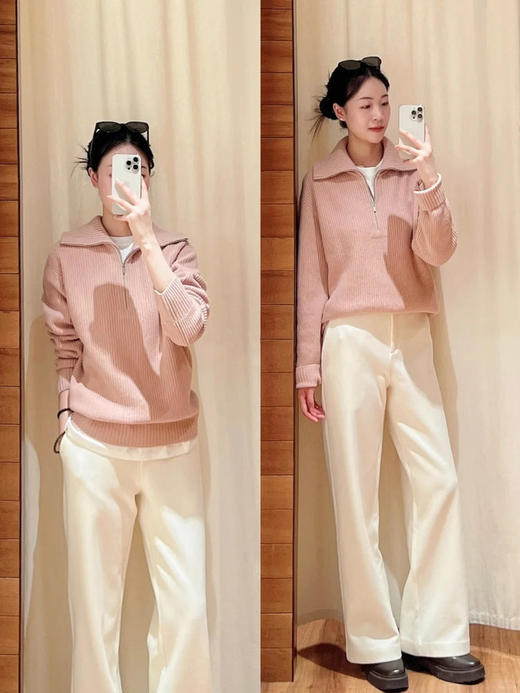 【高品质私服】【IC粉色半拉链套头针织衫】甄选来自高原的珍贵牦牛绒，兼顾温暖与造型感G1646-CC【无标出货 介意慎拍】 商品图4