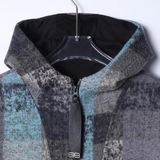 26WY51SDSA秋冬新款痞帅男装美式复古彩色格子设计半拉链立领连帽卫衣 商品图2