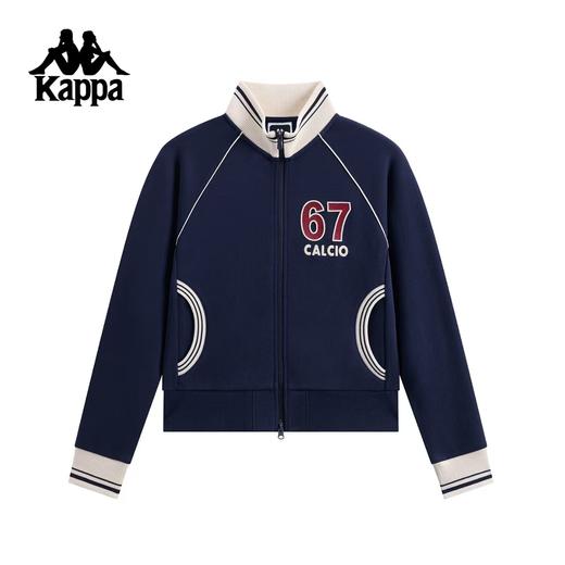 【春上新】【7折】6楼卡帕Kappa运动外套女新款复古立领针织开衫学院风撞色夹克K0G22WK01原价699现价559 商品图1