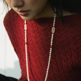 阮仕珍珠 鸿运系列S925银淡水珍珠项链  5.5-6mm  近圆 极微瑕 强光（南红，白玉，锆石）