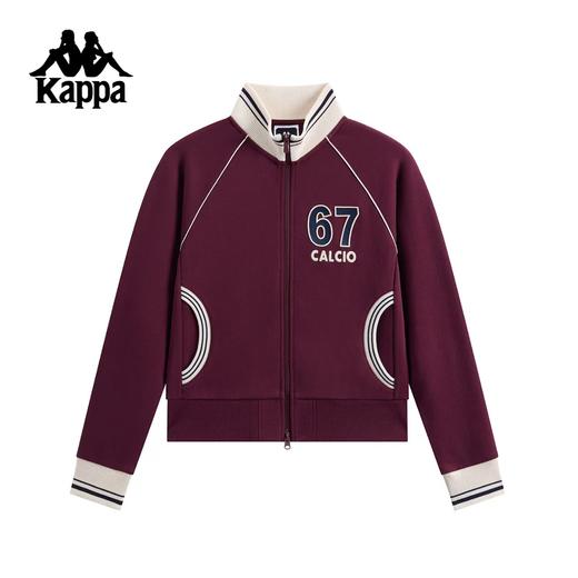 【春上新】【7折】6楼卡帕Kappa运动外套女新款复古立领针织开衫学院风撞色夹克K0G22WK01原价699现价559 商品图3