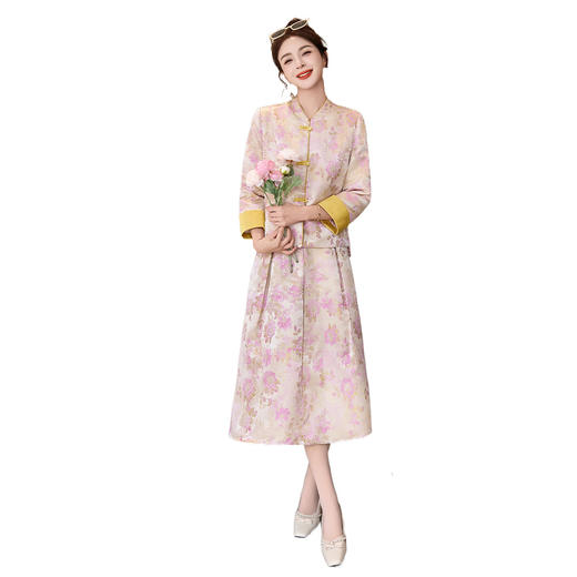 新中式2026早春套装女装新款气质优雅汉服提花两件套裙装 商品图4