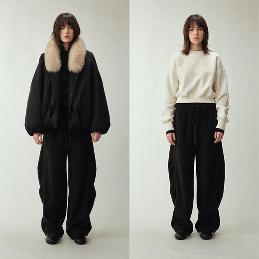 UMILAB｜绒暖*摇粒绒面料柔软锁温 立裁松紧腰藏肉山本裤E285W-1 商品图2