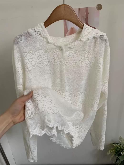 老米优品🎈3-5天。软乎乎仙女衣~!《重工钩花连帽水溶蕾丝衫》过渡季本命温柔衫！宽松版型，慵懒垂感好，谁穿谁显瘦！CY260119A 商品图10