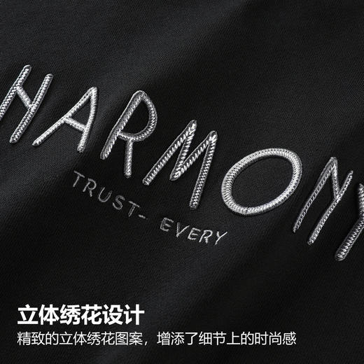 GXG男装【立体绣花】秋季简约刺绣宽松休闲男式圆领纯棉卫衣K&C 商品图2