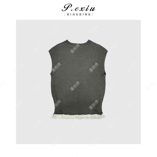 04-1潘依绣丁丁宠粉复古洋气拼接蕾丝圆领针织背心Q1541 商品图1