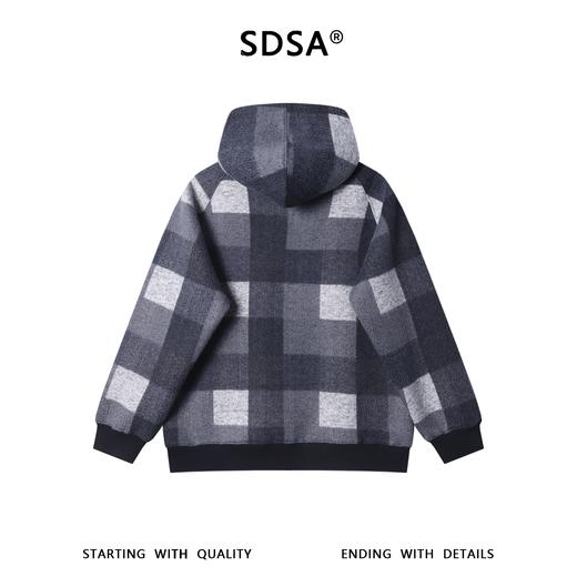 26WY55SDSA男士秋冬新款痞帅男装时尚简约撞色格子半拉链立领连帽卫衣 商品图5