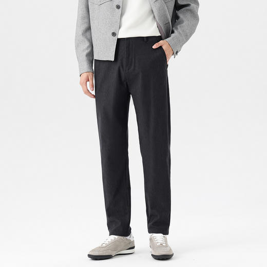 GXG男装秋季轻商务经典纯色百搭西裤日常通勤男式直筒休闲裤K&C 商品图4