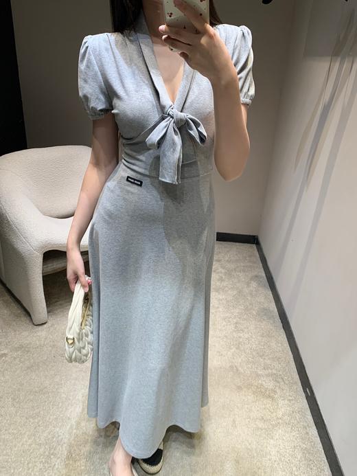 只可换码！不可退！缪缪 26Ss早春新款 绑带蝴蝶结灰色连衣裙（DQJ*MM） 商品图1