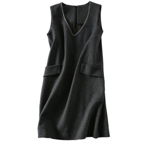 丁摩 针织背心连衣裙法式复古毛呢裙D0464 商品图4