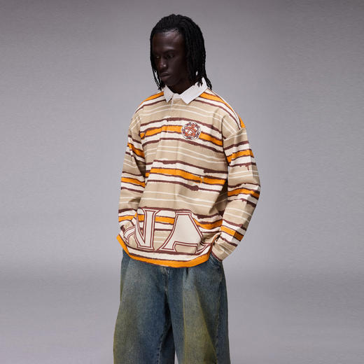 Napapijri 男士字母徽标棉质长袖polo衫 条纹 NP0A8B37SNO1 商品图4