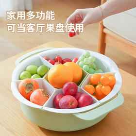 【厨房收纳必备！】HOKIDO 多功能旋转备菜盘 食品级pp材质，360°可旋转，方便拿取食材，分格拼盘设计，底部镂空沥水，清洗快速便捷