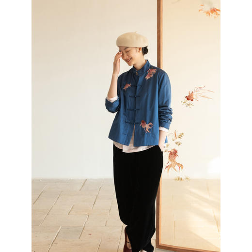 牧衣游原创 19姆米重磅丝棉手工刺绣棉衣复古新中式棉服薄款 逐春 商品图2