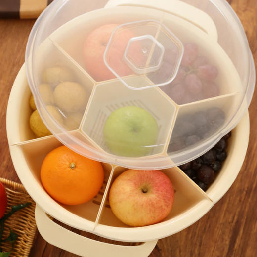 【厨房收纳必备！】HOKIDO 多功能旋转备菜盘 食品级pp材质，360°可旋转，方便拿取食材，分格拼盘设计，底部镂空沥水，清洗快速便捷 商品图6