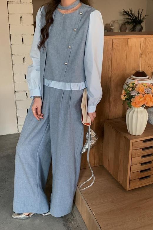 ESTELLICA 减龄拼接气质通勤阔腿裤套装 22026 商品图0