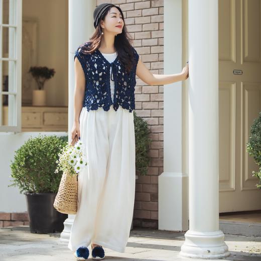 【林栖设计小店】（预售15天发货）手工钩花|植物染镂空肌理复古优雅2026春新款毛织马夹1961213 商品图1