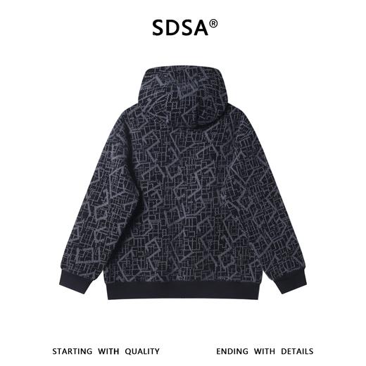 26WY58SDSA秋冬新款痞帅男装潮牌抽象图形设计半拉链立领连帽卫衣百搭 商品图5