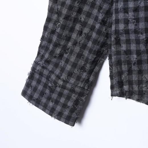 26CS18SDSA男士秋冬新款痞帅男装潮牌小格子磨破菱形格长袖衬衫百搭休闲 商品图3