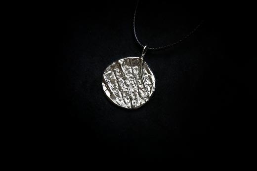 CHEZ BOQUE 覆盖系列原创手工925银织物肌理吊坠《落日》 商品图6