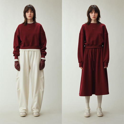 UMILAB｜适然*高克重纯棉自发热面料 内里磨毛宽松卫衣/松紧半裙E286W 商品图0