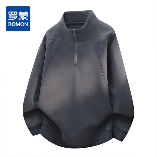罗蒙春秋款男士卫衣立领半拉链休闲纯色百搭落肩版上衣通勤卫衣 商品图0