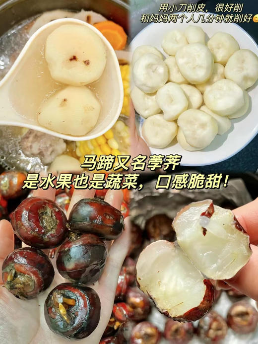 【荔浦马蹄】皮薄肉厚，肉质清脆，细腻无渣，甜嫩多汁贼好吃！而且，新鲜采挖，还带着泥土呢，比超市买的那些新鲜多了！用水一洗，外皮就亮闪闪的，削皮后更是白白净净，看着就让人想咬一口！ 商品图5