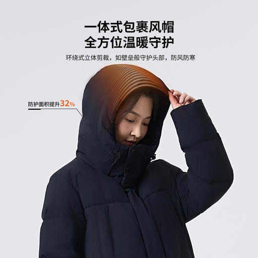 +【乐粉专属】[鹅绒900蓬PRO]思凯乐羽绒服男女过膝长款冬季加厚黑色防寒服外套F6115498/F6105498 商品图3