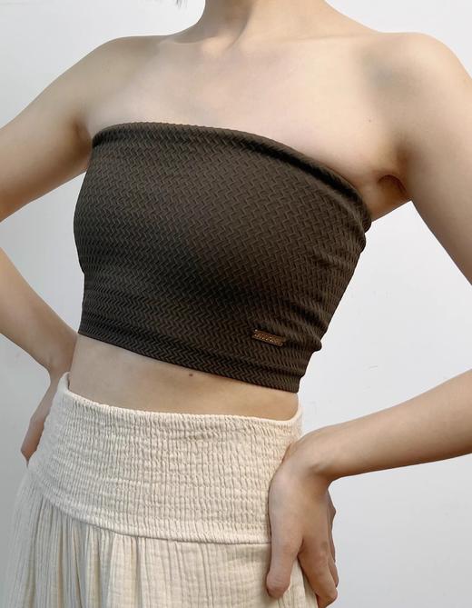 AddOne瑜伽上衣小众波浪纹理防滑普拉提瑜伽抹胸短背心带胸垫 商品图4