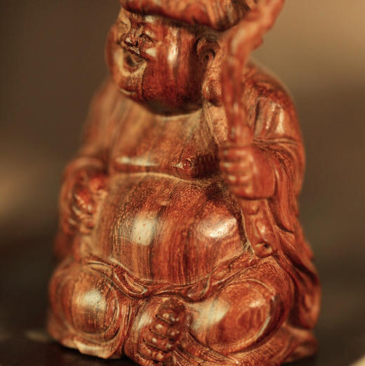 【青山特惠】海黄 | 和气生财·弥勒 一木雕成摆件b40 商品图4