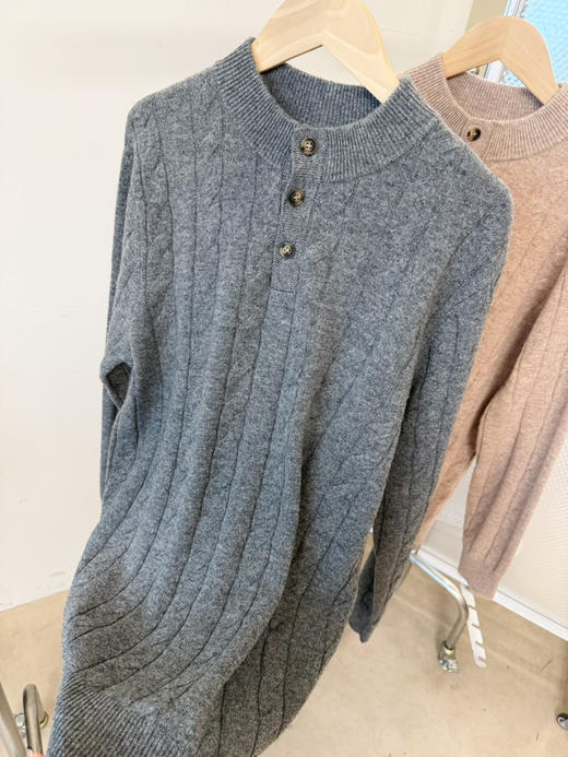 2601304   “英伦老钱”纽扣立领扭花毛衣 男士💪 商品图3