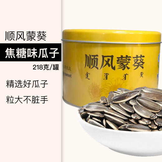 高原蒙葵铁罐装焦糖味瓜子218克 商品图0