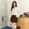 西遇设计感系带v领宽松毛衣女2026年春季新款慵懒风杏色内搭上衣E0060059 商品缩略图0