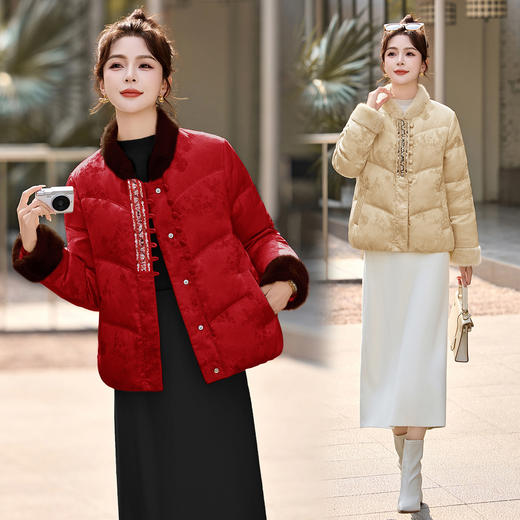 新中式国风羽绒服，超好看洋气白鸭绒外套HR-YIZX86532 商品图1